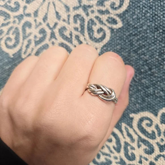 Vintage 925 Sterling Silver Rope Knot Ring, size 8 - Picture 8 of 13